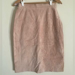 Vintage Terry Lewis Classic Luxuries Pink Genuine Leather Pencil Skirt